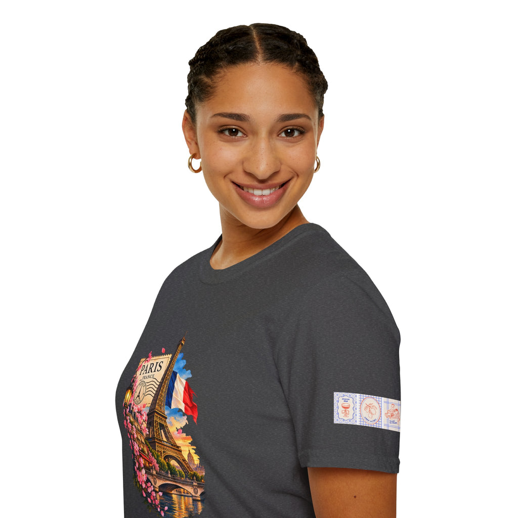 Paris Eiffel Tower Vintage Floral T-Shirt