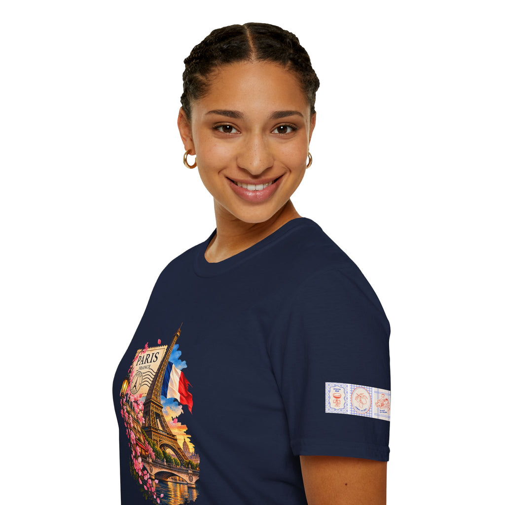Paris Eiffel Tower Vintage Floral T-Shirt