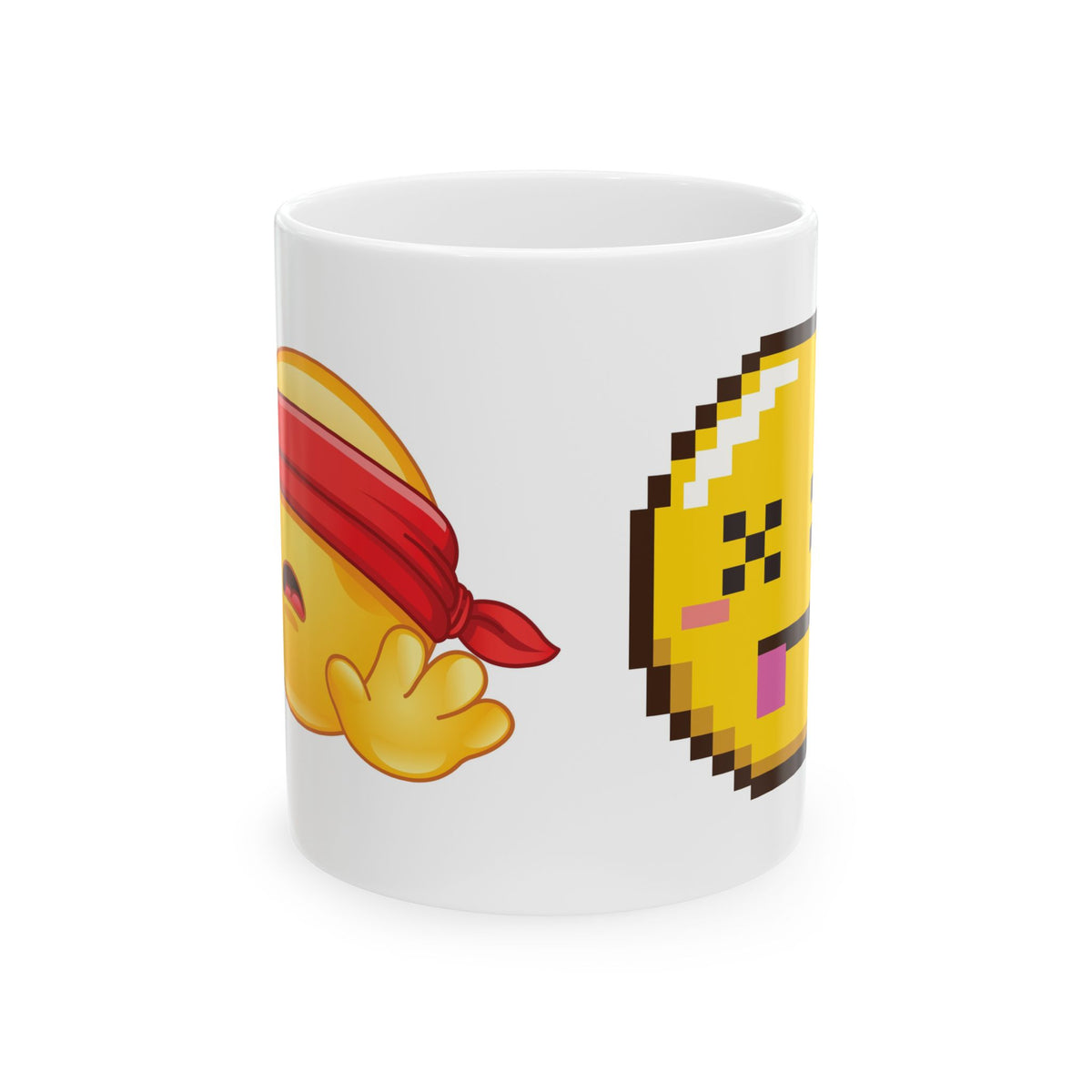 Emoji Pixel Mug – Playful Retro Smiley Ceramic Coffee Cup (11oz/15oz)