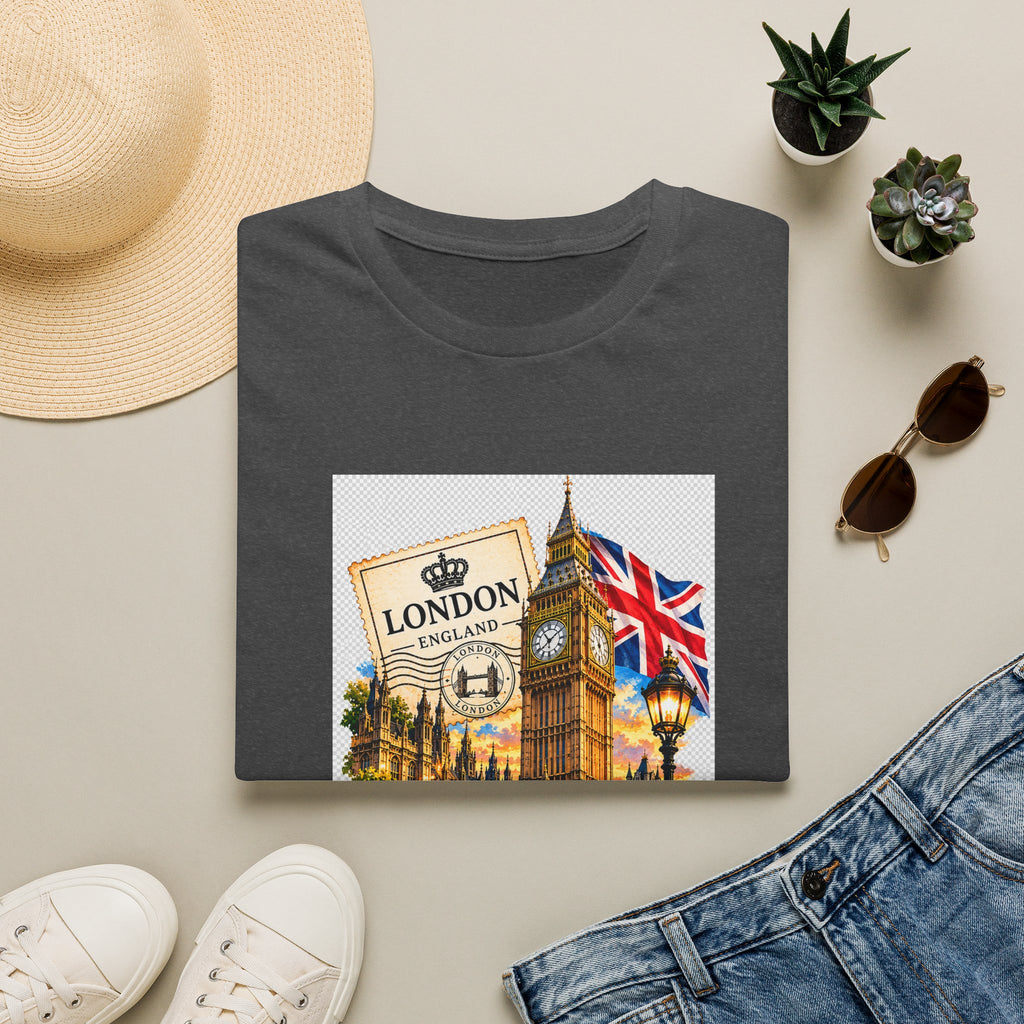 London Vintage Collage T-Shirt — Big Ben, Red Bus & Union Jack Tee