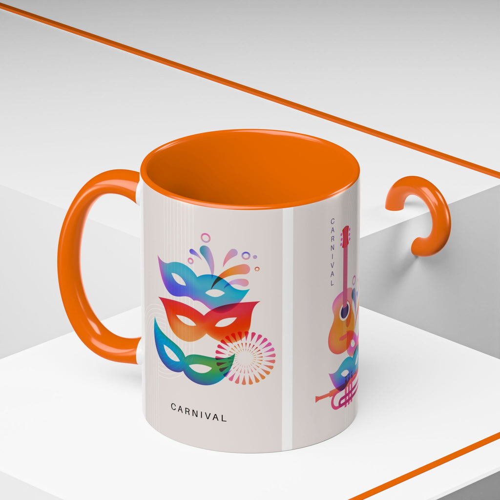 Carnival Music Accent Coffee Mug — Colorful Guitar & Mask 11/15oz