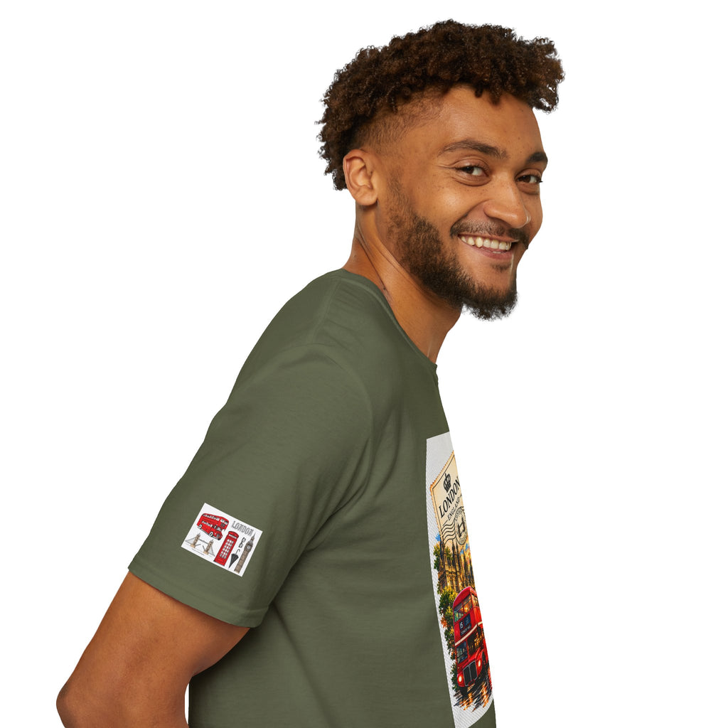 London Vintage Collage T-Shirt — Big Ben, Red Bus & Union Jack Tee