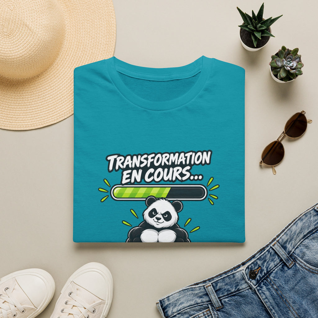 Transformation en cours T-Shirt — Funny Panda Workout Fitness Tee