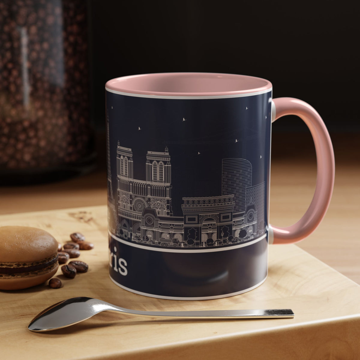 Paris Skyline Coffee Mug — Nighttime Cityscape Accent Mug