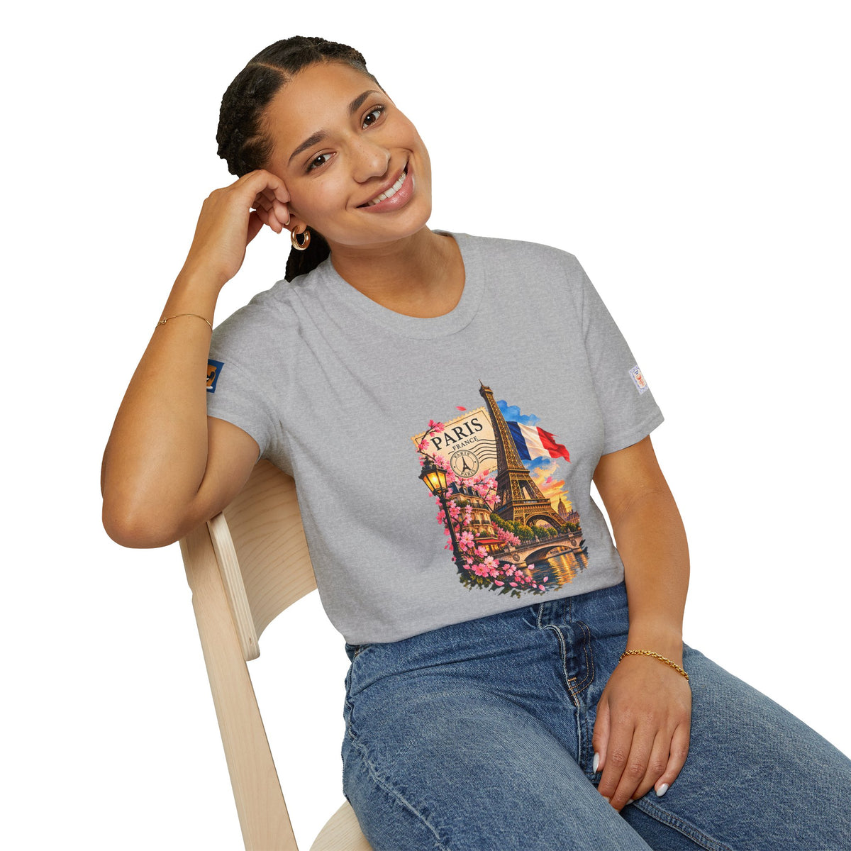 Paris Eiffel Tower Vintage Floral T-Shirt
