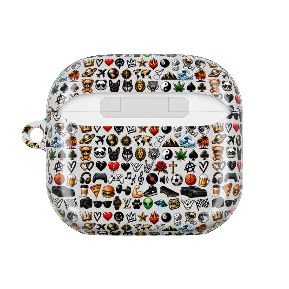 Emoji Pattern AirPod Case — Colorful Icon Collage Protective Cover