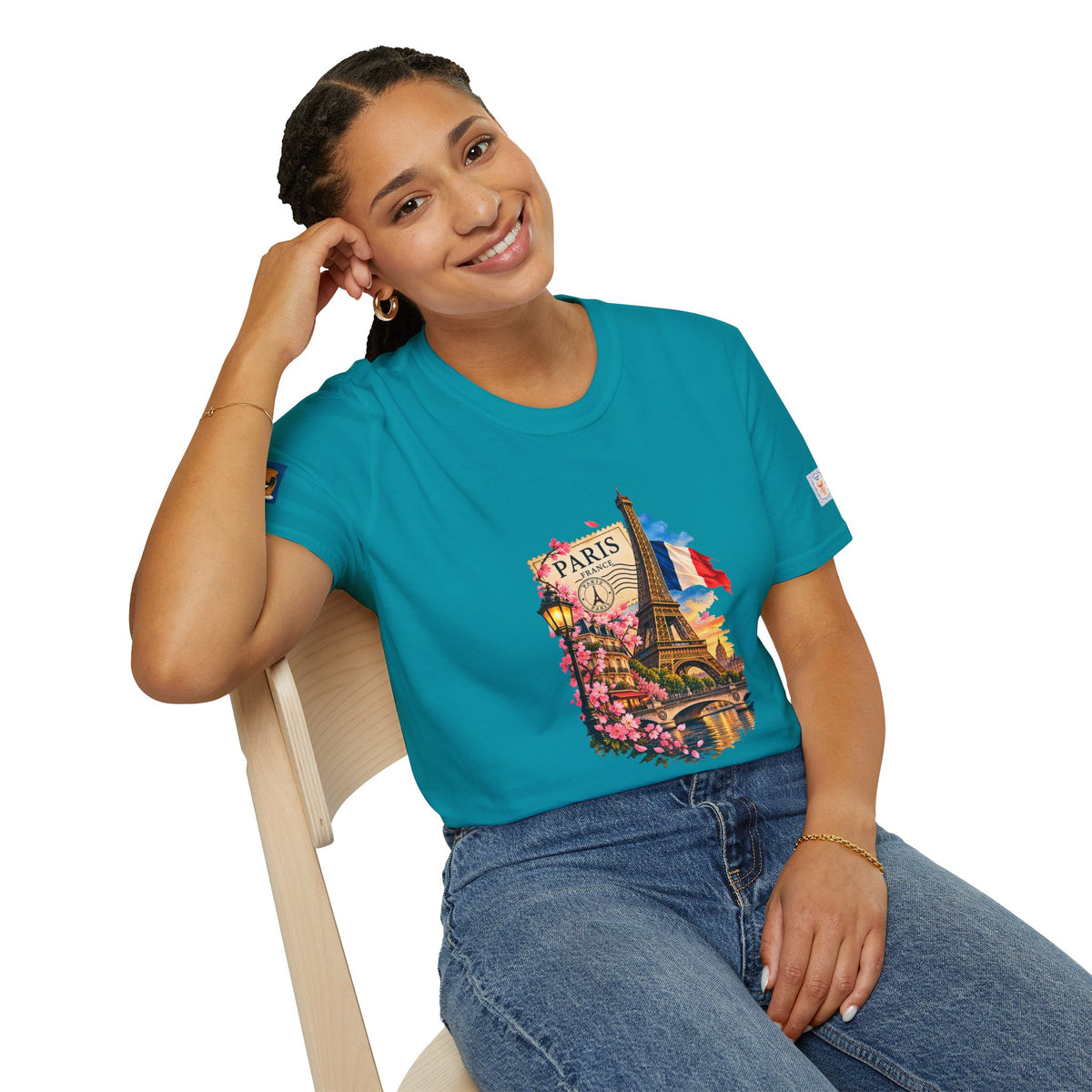 Paris Eiffel Tower Vintage Floral T-Shirt