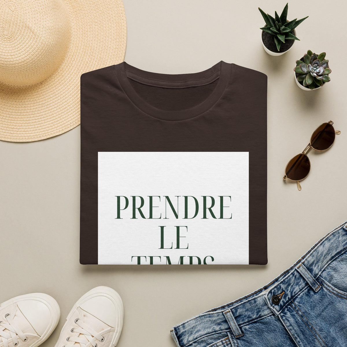 Prendre le Temps T-Shirt — French Relaxation Tee with Minimalist Script