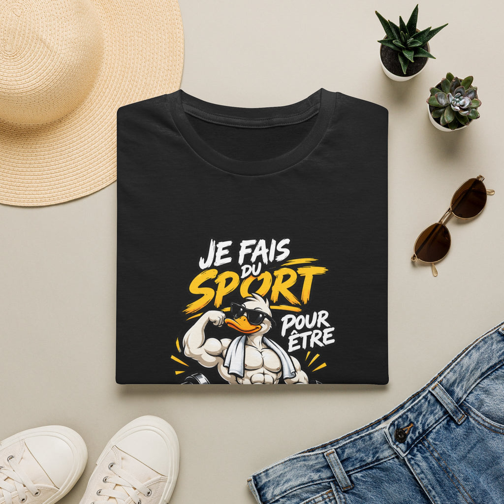 T-Shirt "Je Fais Sport Pour Être Beau Tout Nu" — Funny French Gym Graphic Tee
