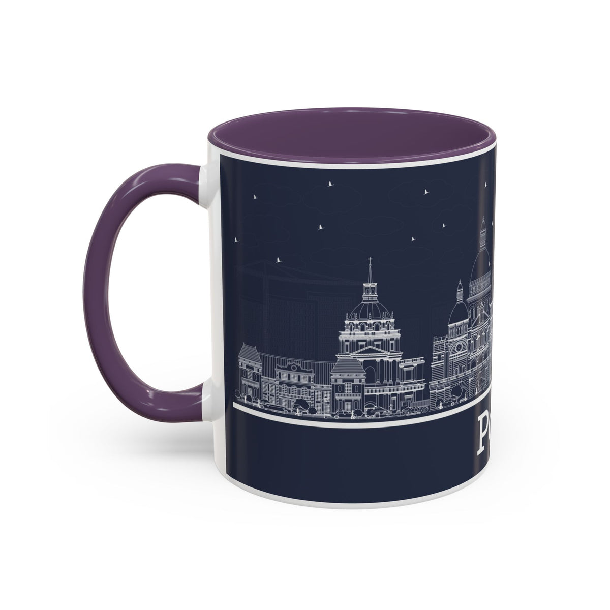 Paris Skyline Coffee Mug — Nighttime Cityscape Accent Mug