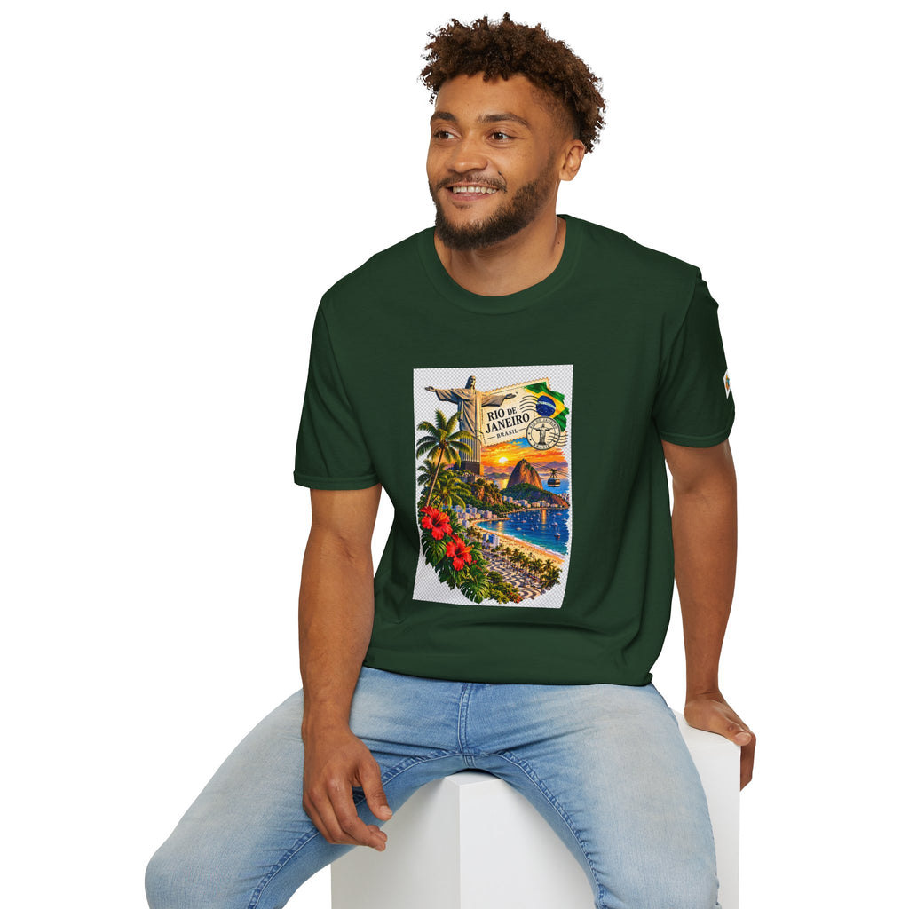 Rio de Janeiro Vintage Postcard T-Shirt — Tropical Brazil Travel Tee