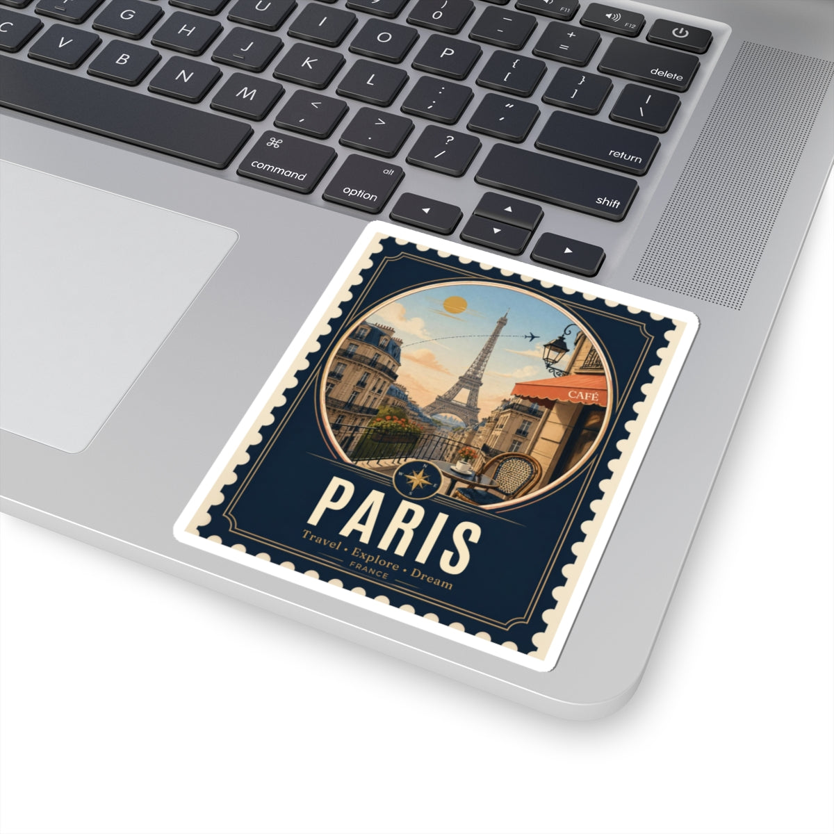 Paris Vintage Travel Sticker — Eiffel Tower Postage-Style Kiss-Cut