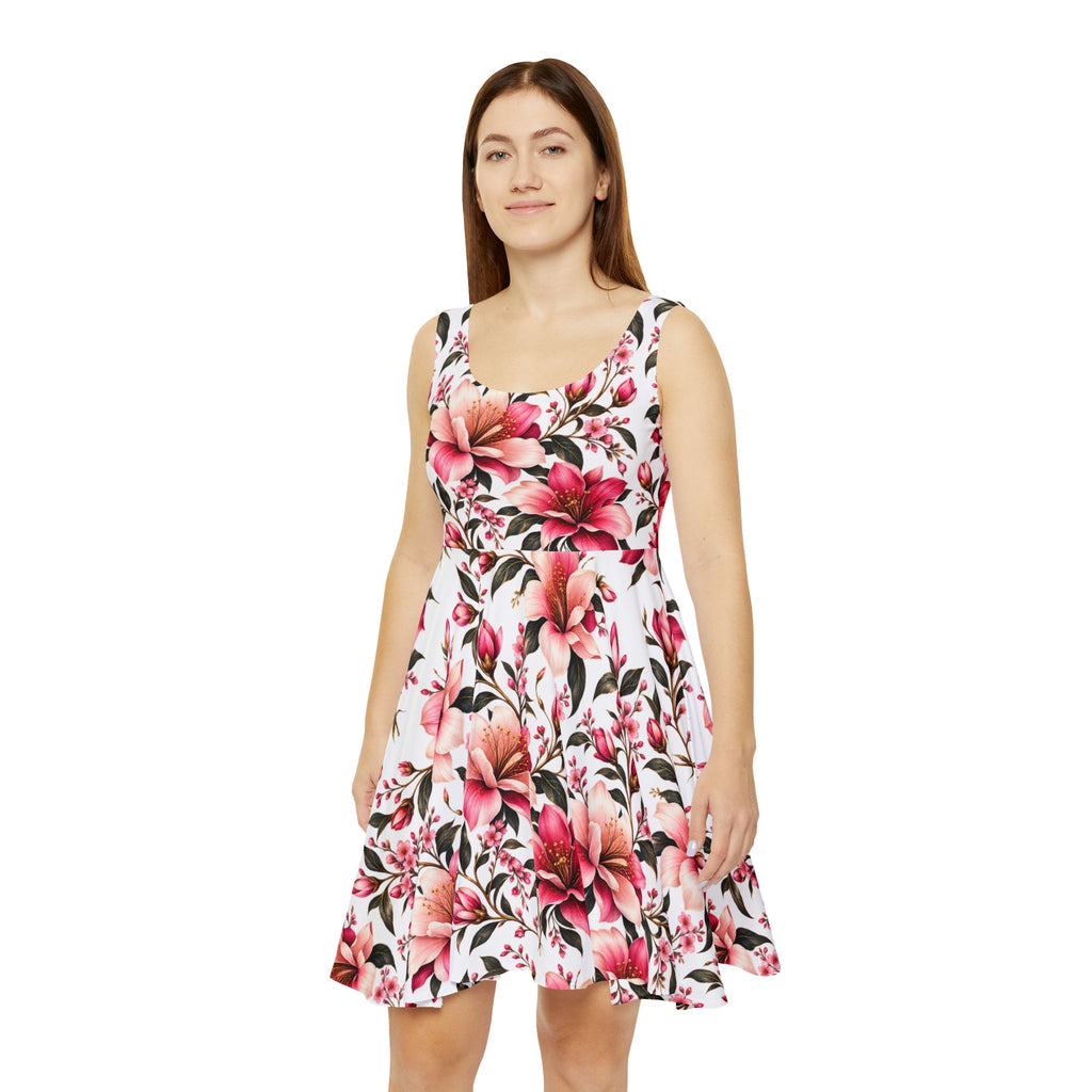 Floral Pink Lily Skater Dress
