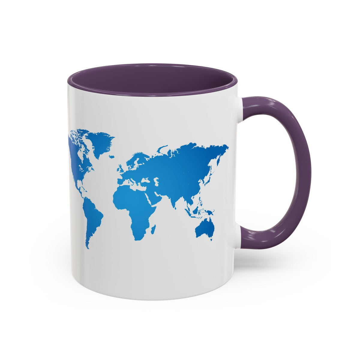 World Map Accent Coffee Mug — Illustrated Italy & Blue World Map Travel Mug (11/15oz)