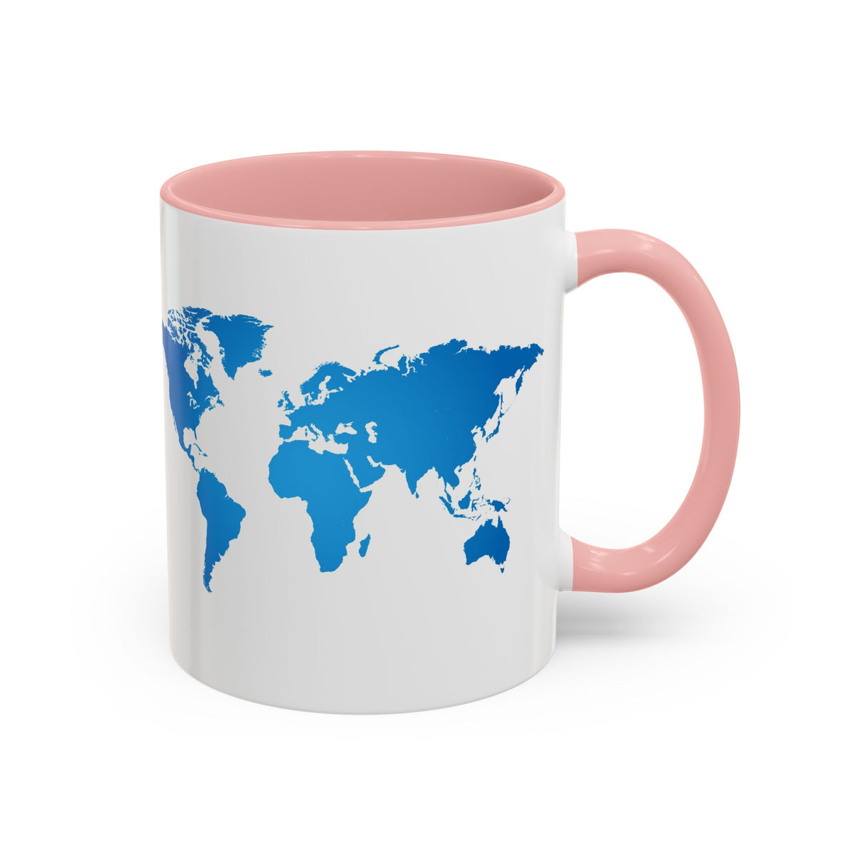 World Map Accent Coffee Mug — Illustrated Italy & Blue World Map Travel Mug (11/15oz)