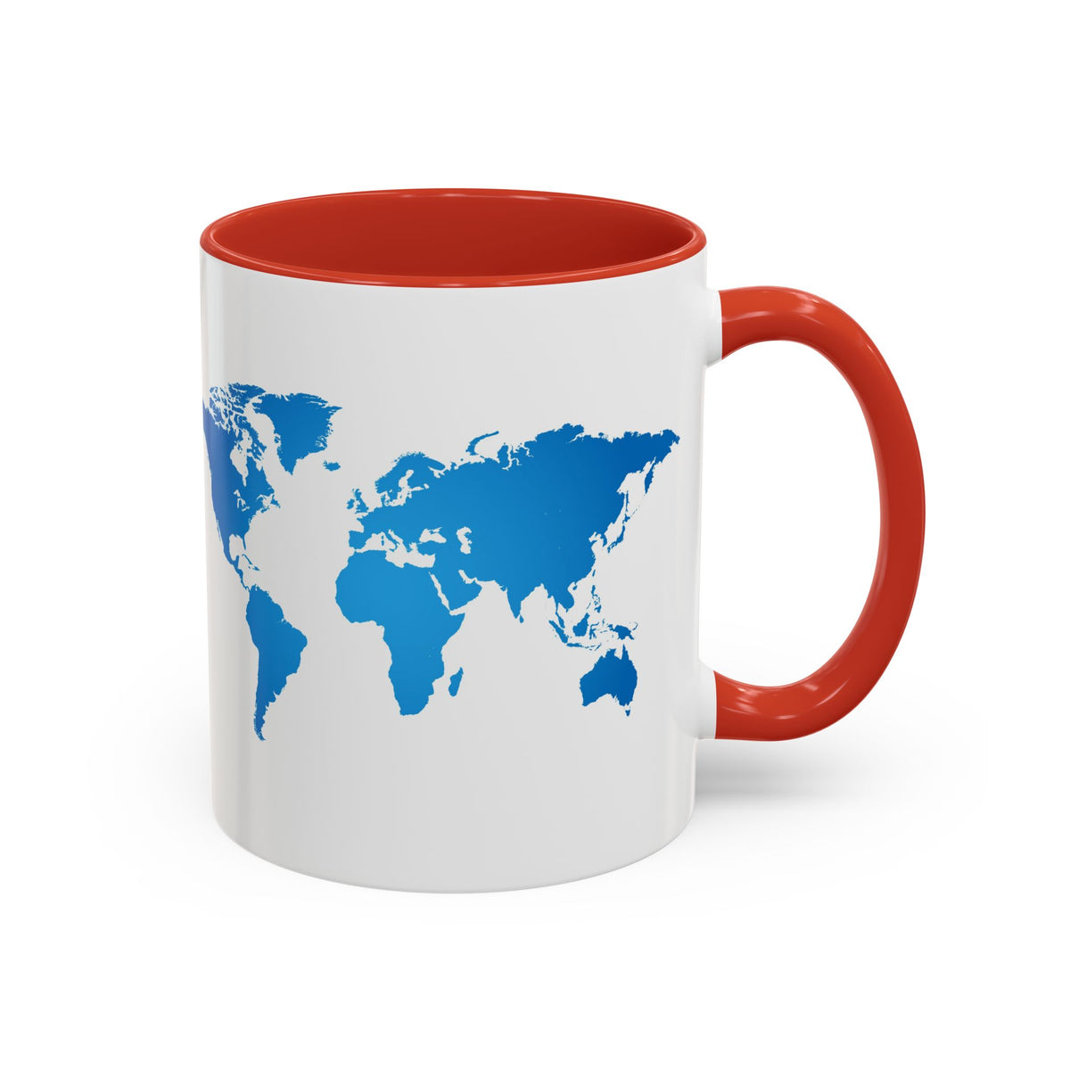 World Map Accent Coffee Mug — Illustrated Italy & Blue World Map Travel Mug (11/15oz)