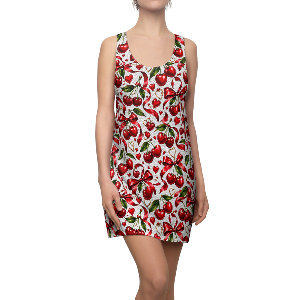 Cherry Hearts Racerback Dress — Cute Red Cherry Print Summer Sundress
