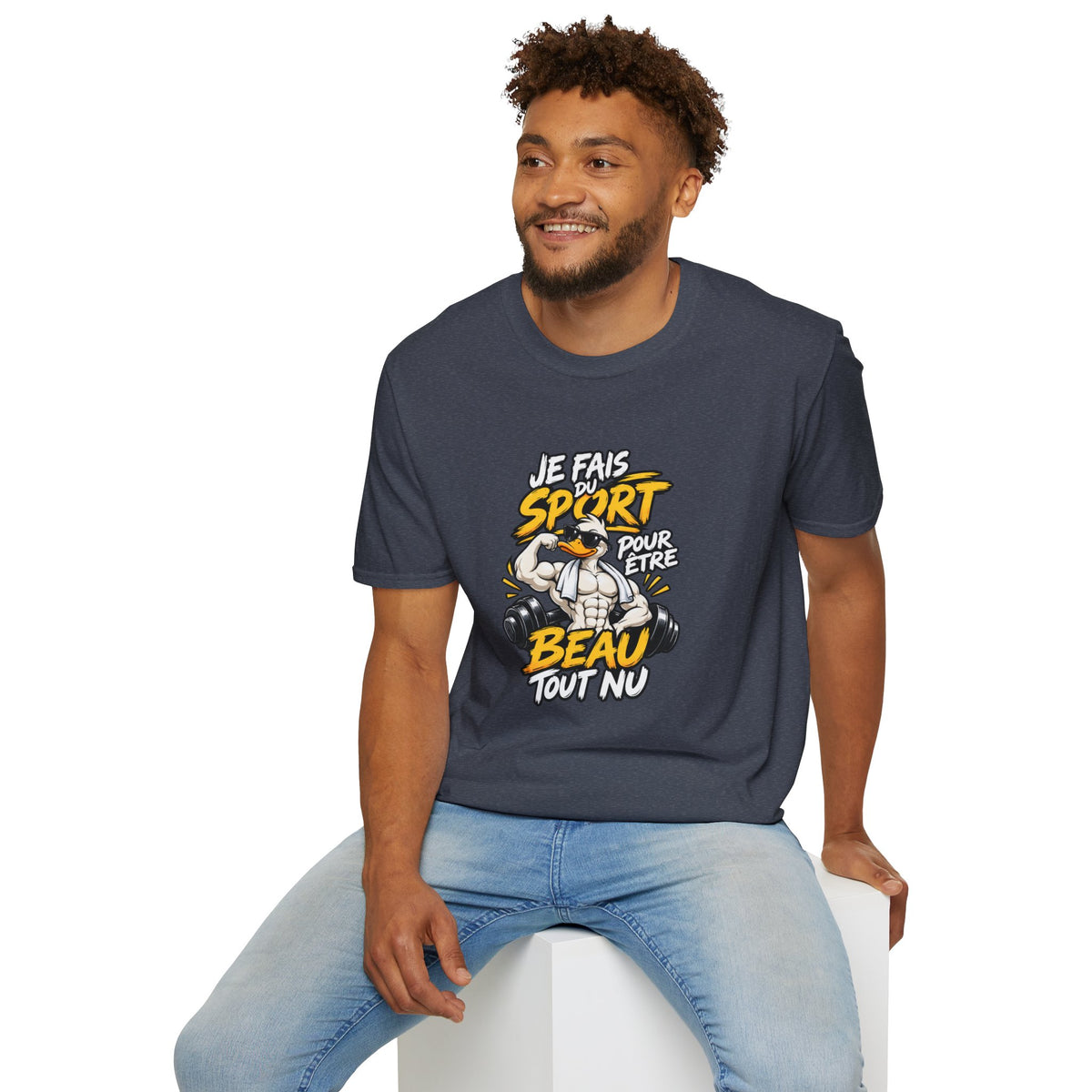 T-Shirt "Je Fais Sport Pour Être Beau Tout Nu" — Funny French Gym Graphic Tee