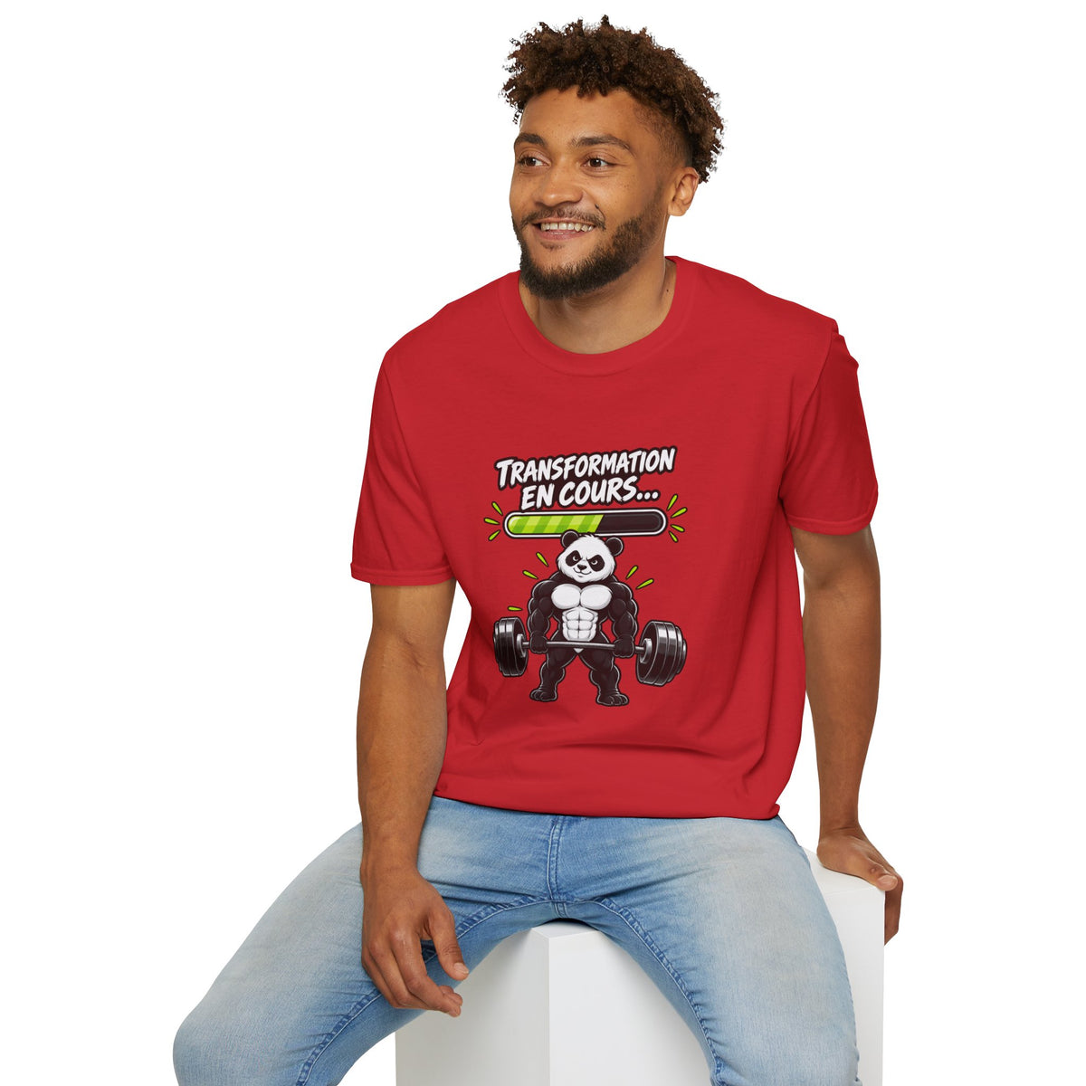 Transformation en cours T-Shirt — Funny Panda Workout Fitness Tee