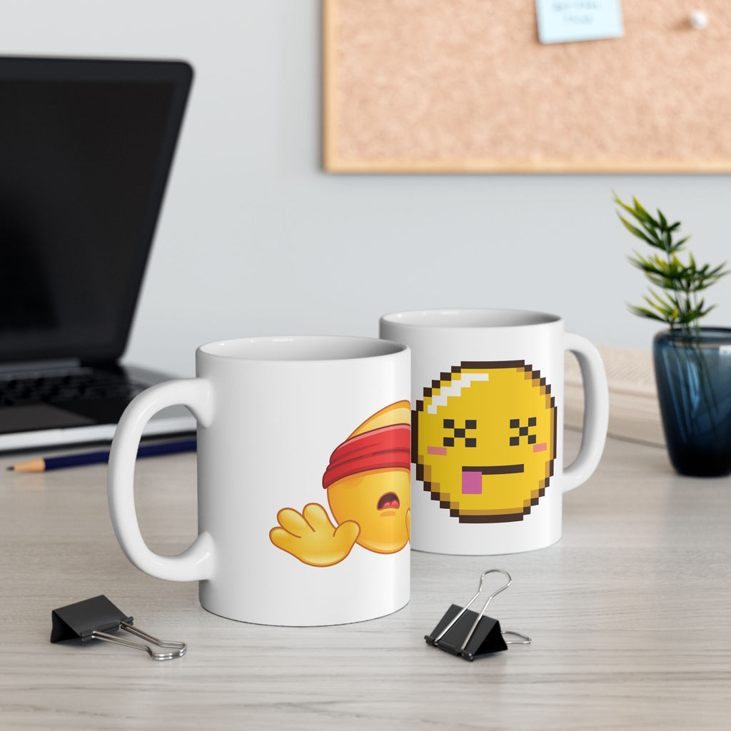 Emoji Pixel Mug – Playful Retro Smiley Ceramic Coffee Cup (11oz/15oz)