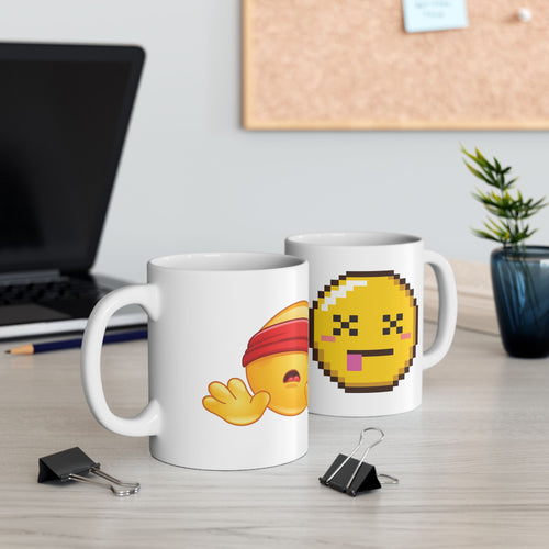 Emoji Pixel Mug – Playful Retro Smiley Ceramic Coffee Cup (11oz/15oz)