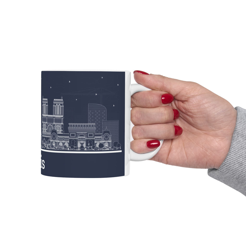 Paris Skyline Ceramic Mug – Nighttime Cityscape Coffee Cup (11oz & 15oz)