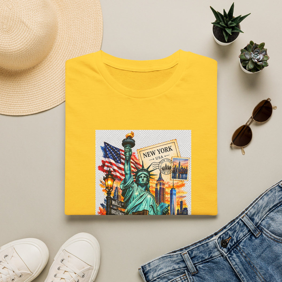 New York City Statue of Liberty Vintage Skyline T-Shirt