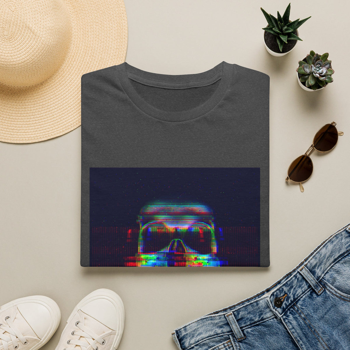 Glitch Neon Skull T-Shirt — Cyberpunk Retro Horror Tee