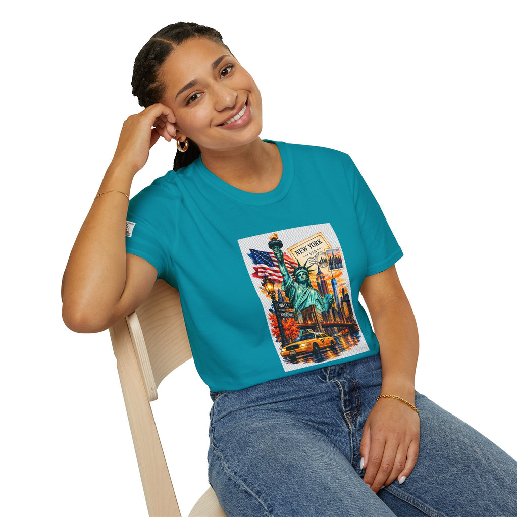 New York City Statue of Liberty Vintage Skyline T-Shirt