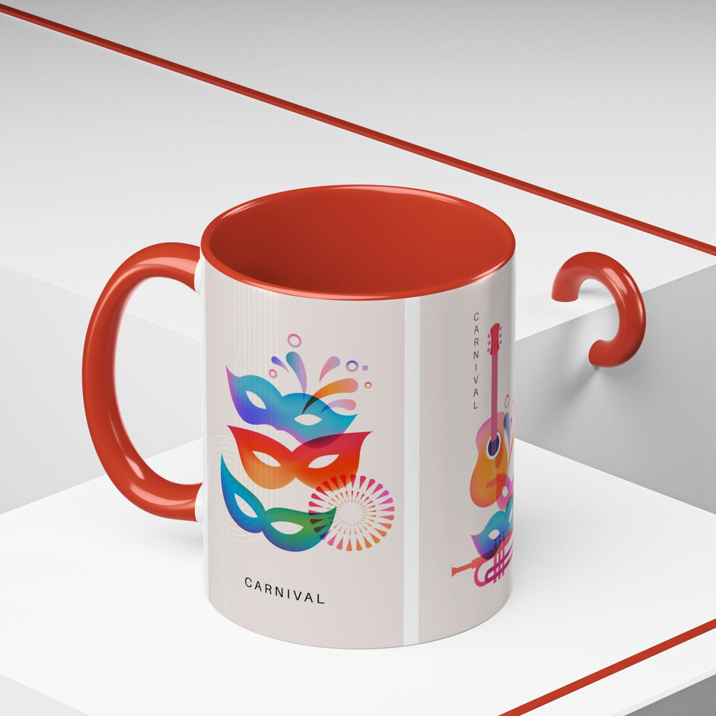 Carnival Music Accent Coffee Mug — Colorful Guitar & Mask 11/15oz