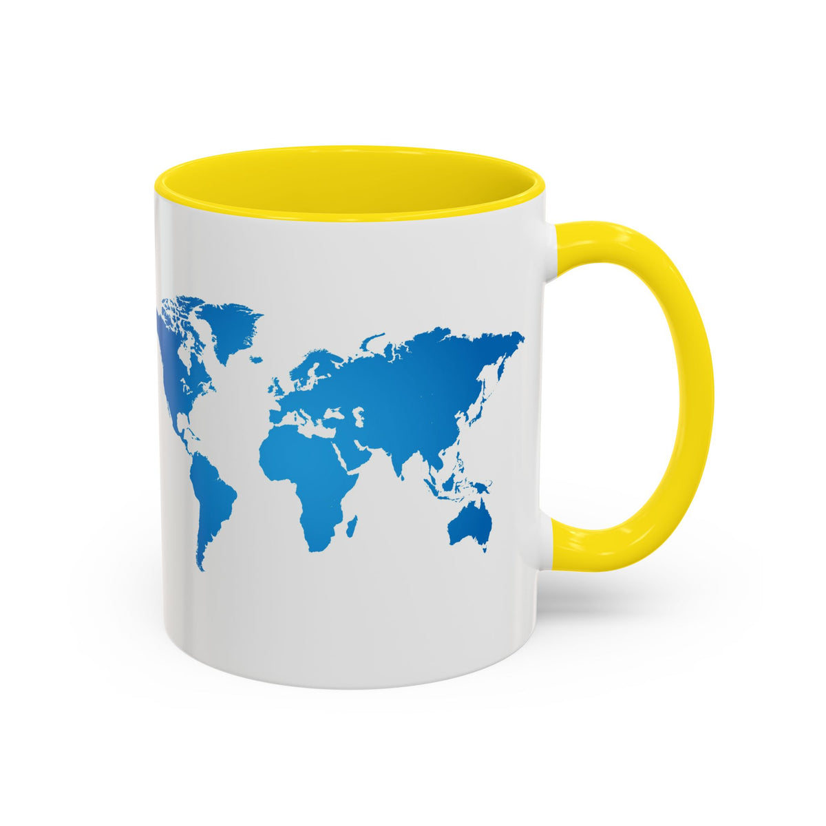 World Map Accent Coffee Mug — Illustrated Italy & Blue World Map Travel Mug (11/15oz)