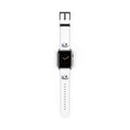 White Leather Watch Band with Minimal Dog on Skateboard Design