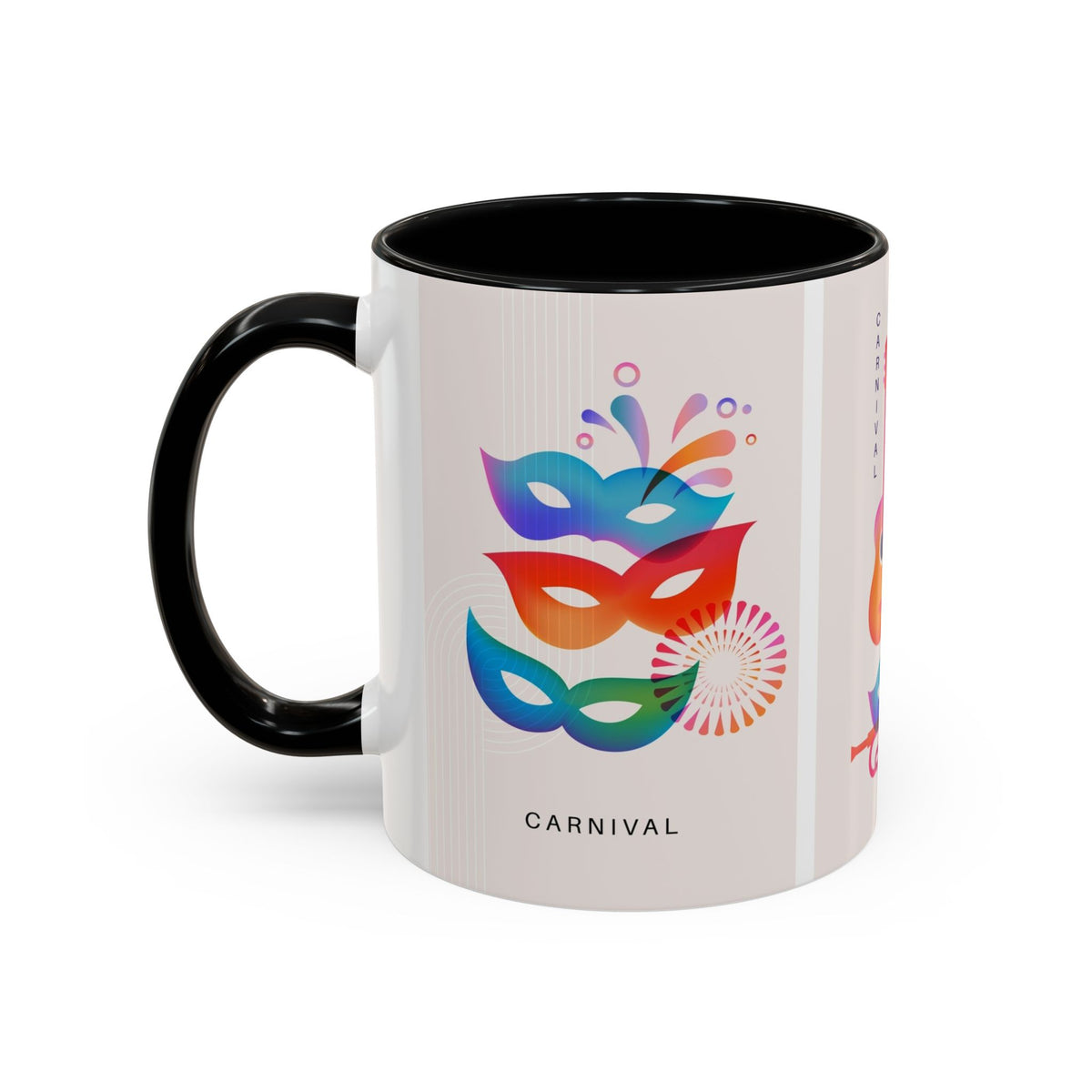 Carnival Music Accent Coffee Mug — Colorful Guitar & Mask 11/15oz