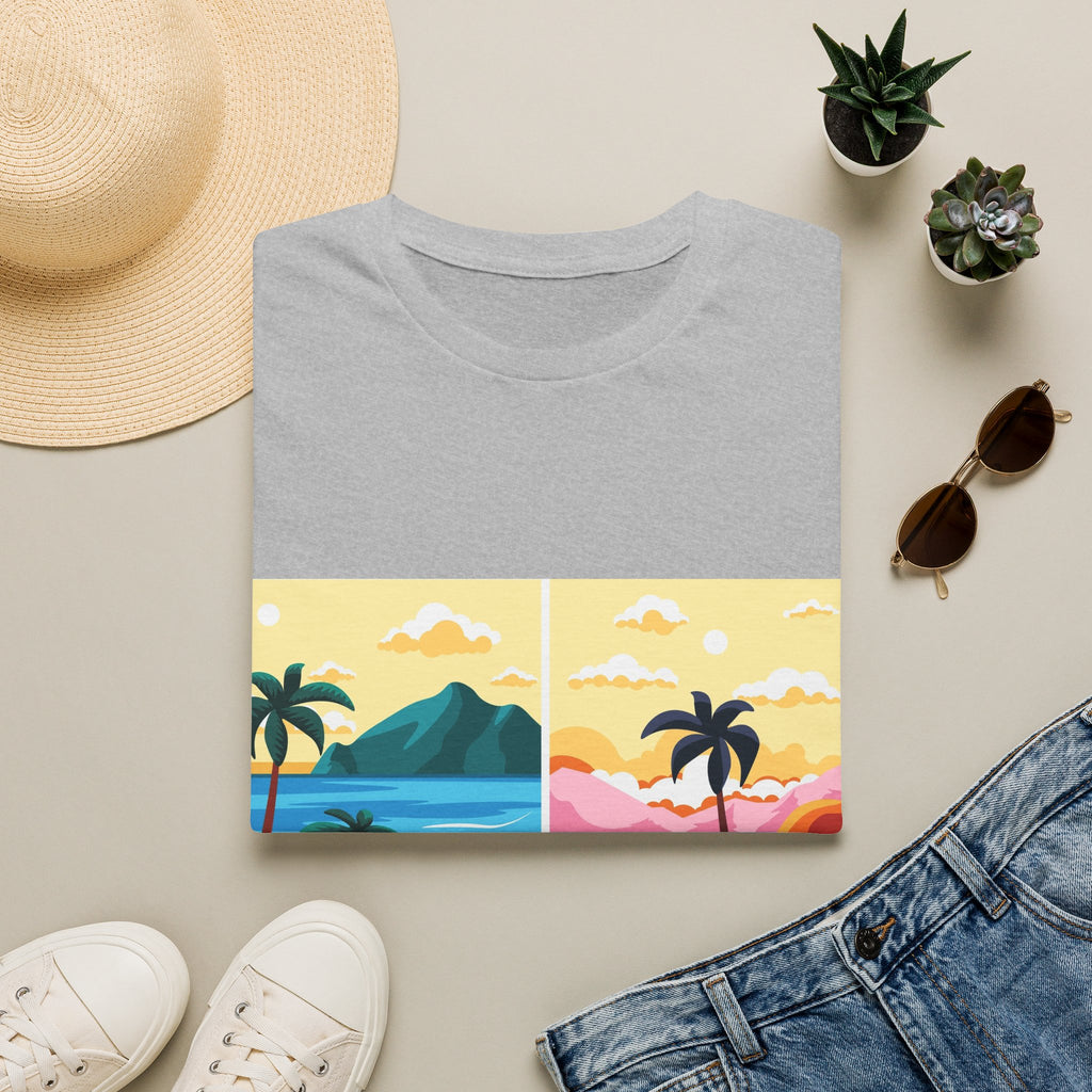 T-Shirt — Tropical Sunset Beach Panel Graphic Tee