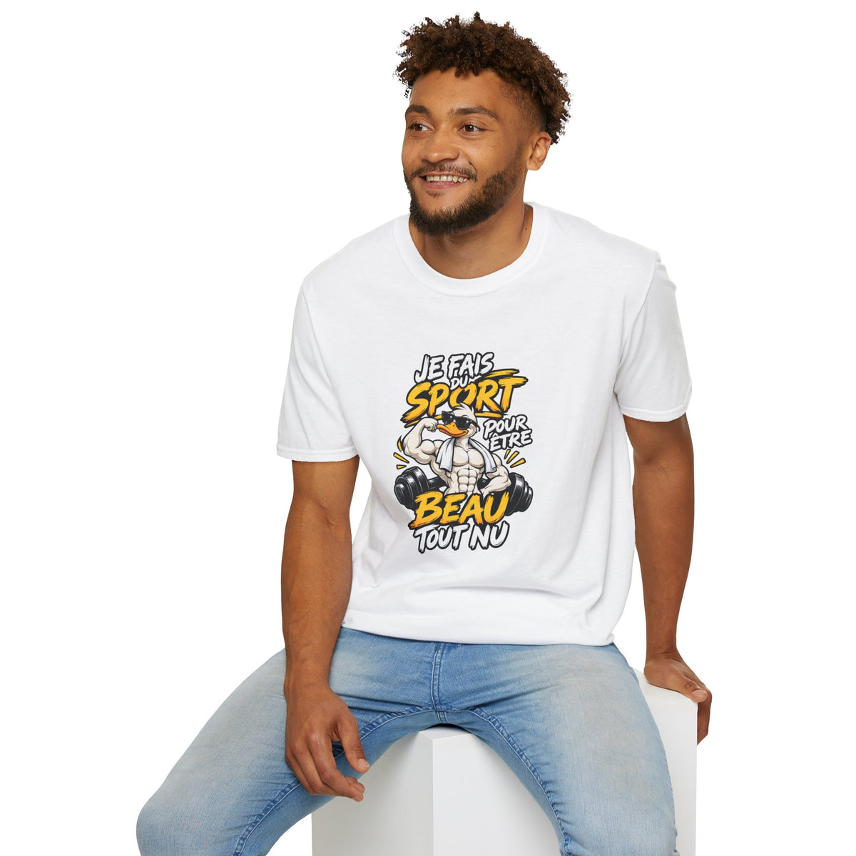 T-Shirt "Je Fais Sport Pour Être Beau Tout Nu" — Funny French Gym Graphic Tee