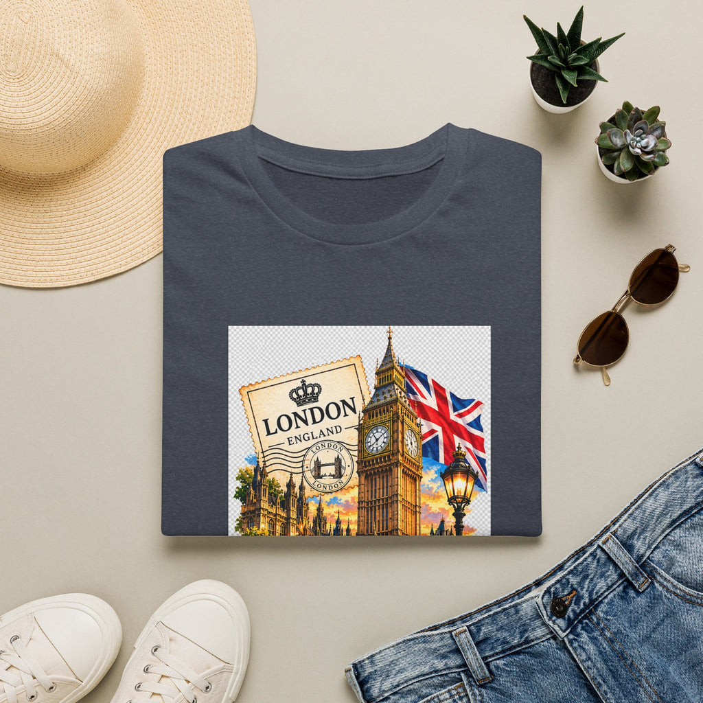 London Vintage Collage T-Shirt — Big Ben, Red Bus & Union Jack Tee