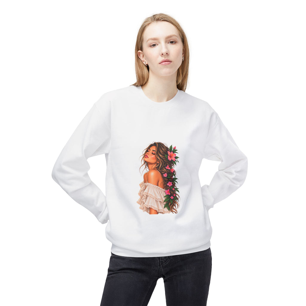 Floral Woman Crewneck Sweatshirt — 'Everything' Graphic Back