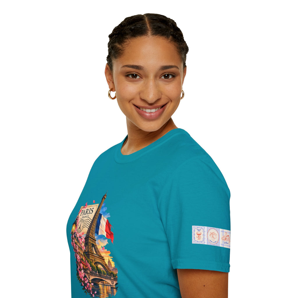 Paris Eiffel Tower Vintage Floral T-Shirt