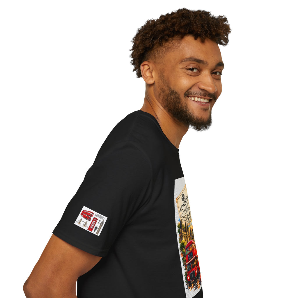 London Vintage Collage T-Shirt — Big Ben, Red Bus & Union Jack Tee