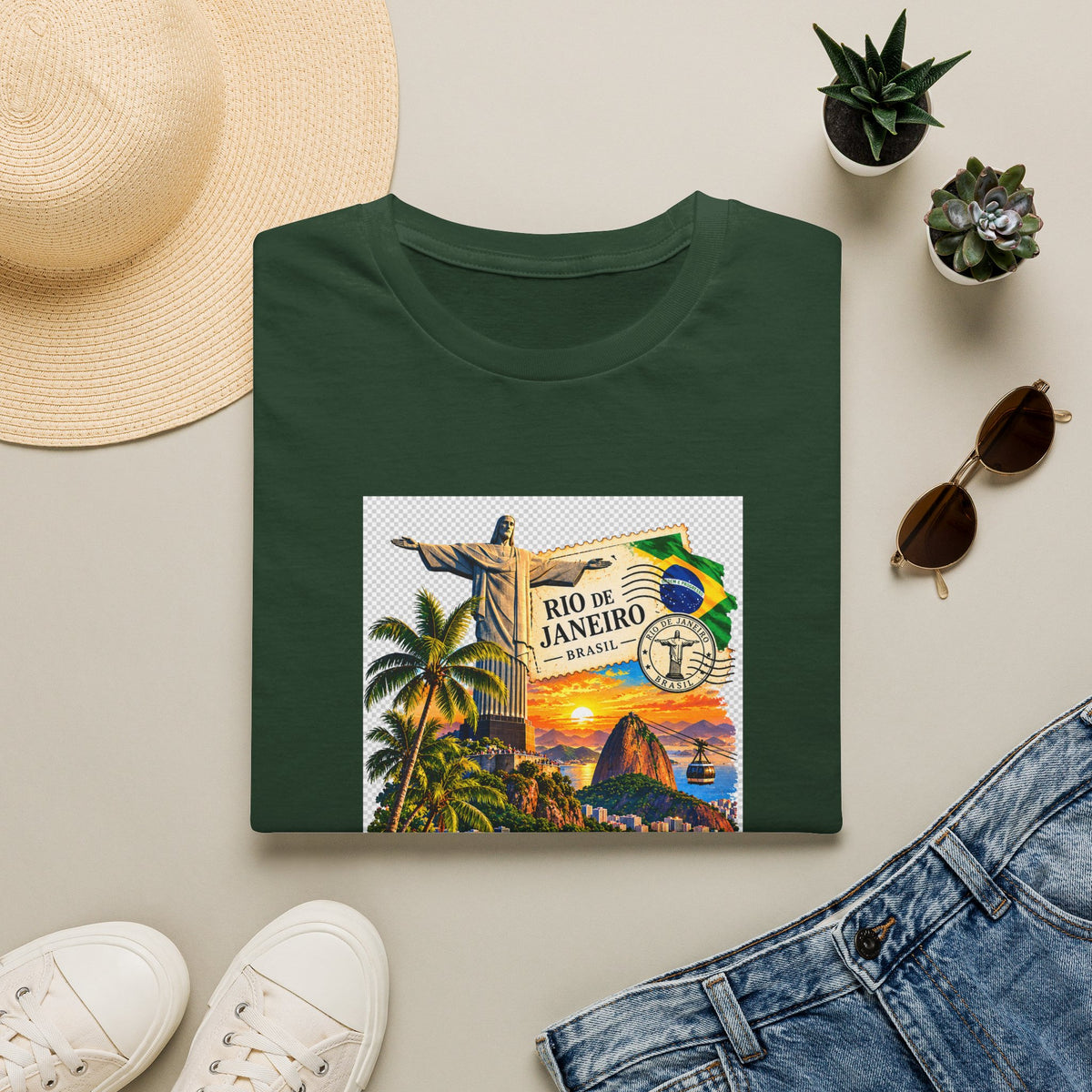 Rio de Janeiro Vintage Postcard T-Shirt — Tropical Brazil Travel Tee