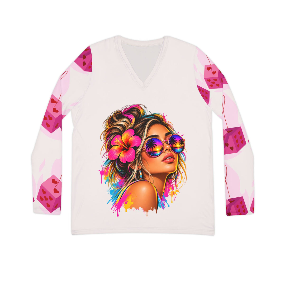 Tropical Vibes Women's V-Neck Long Sleeve