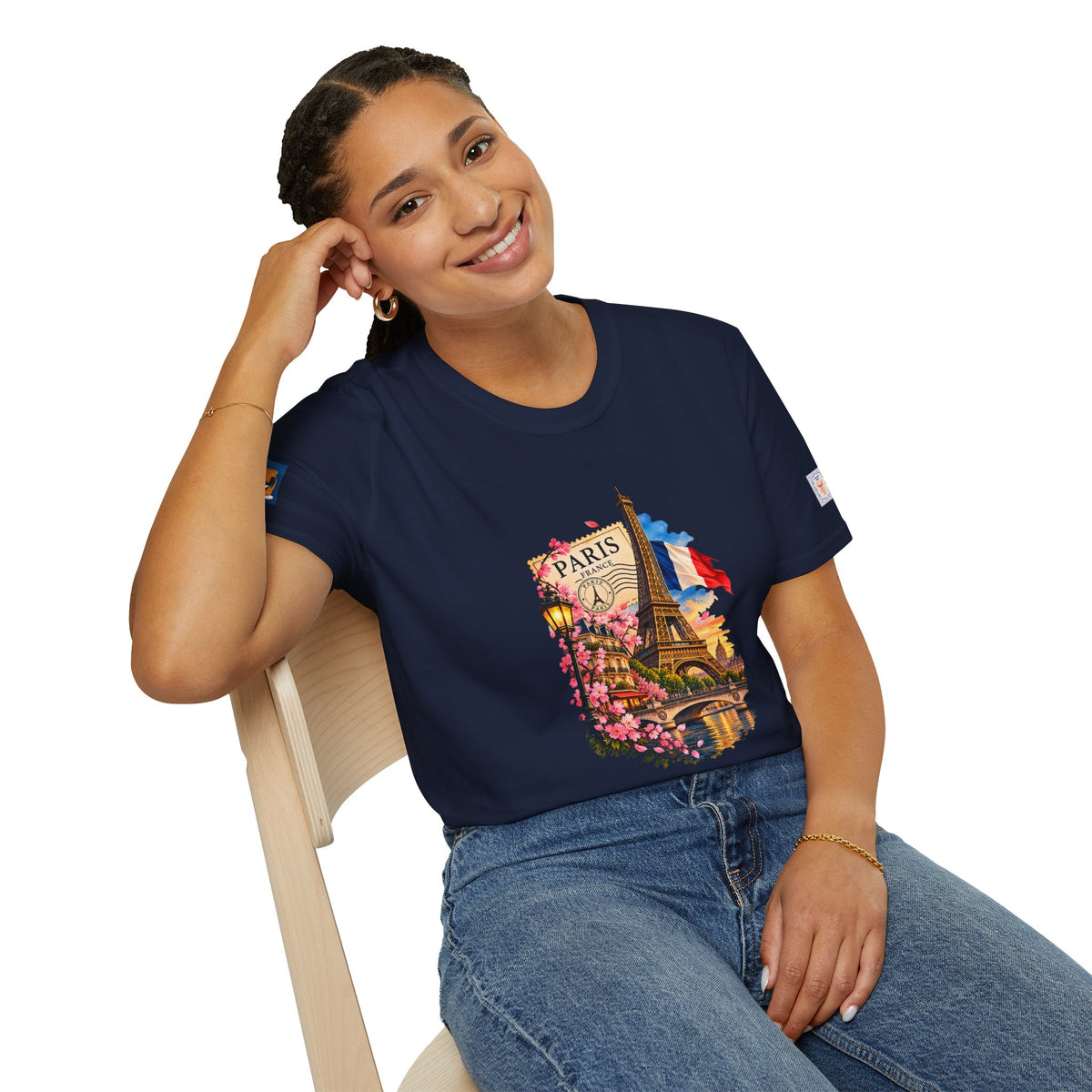 Paris Eiffel Tower Vintage Floral T-Shirt