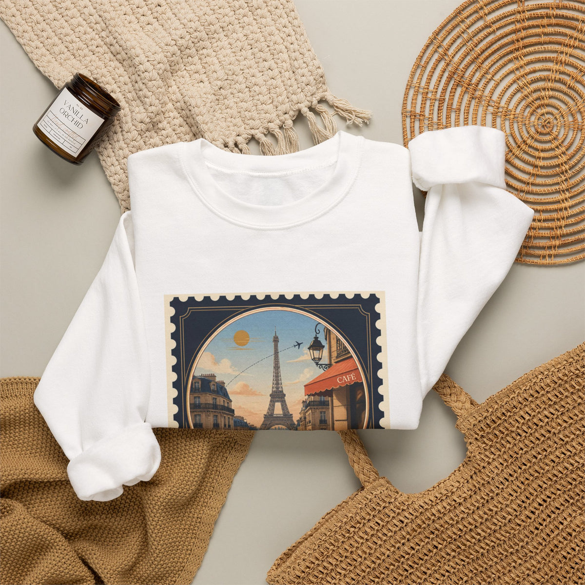 Paris Vintage Postage Stamp Sweatshirt