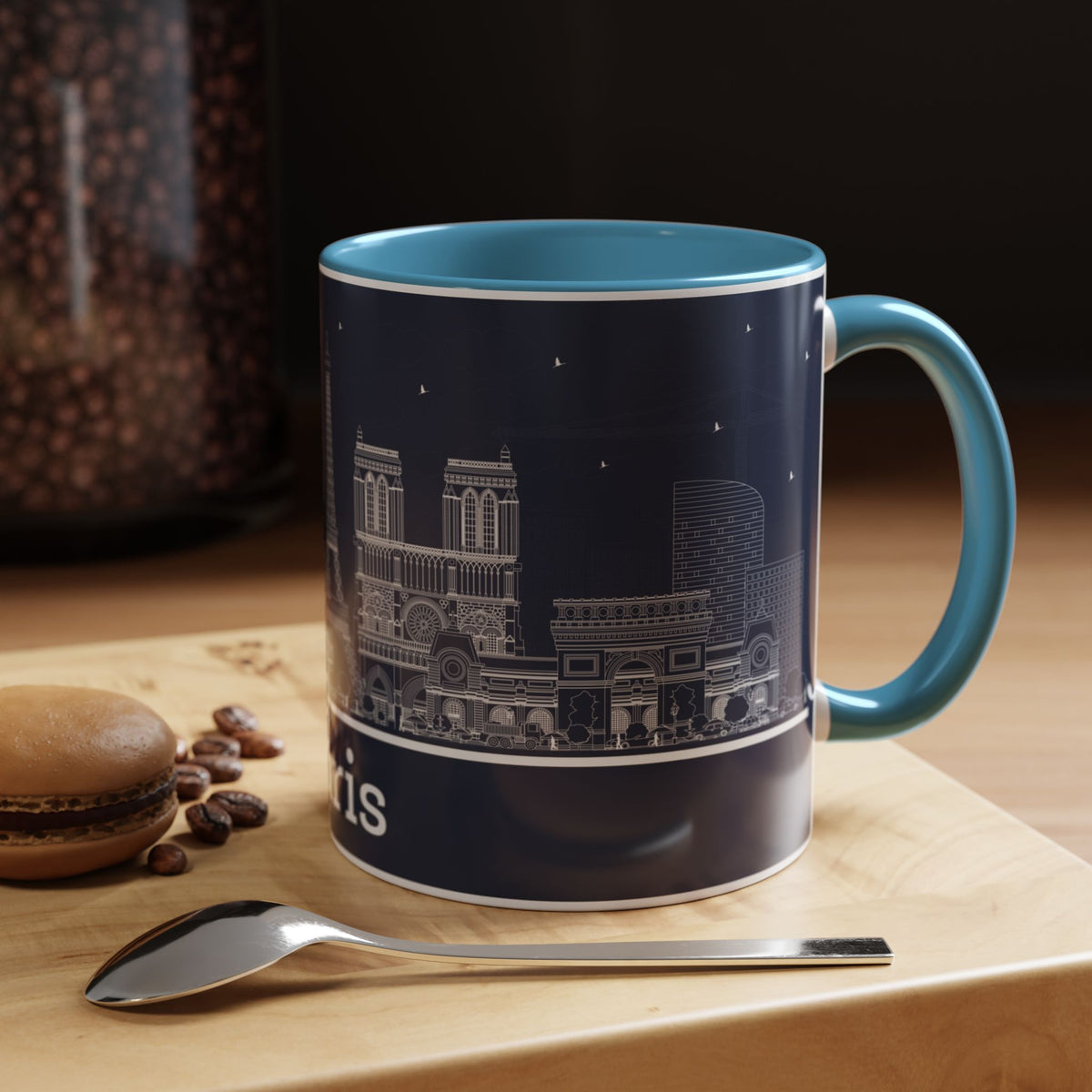 Paris Skyline Coffee Mug — Nighttime Cityscape Accent Mug