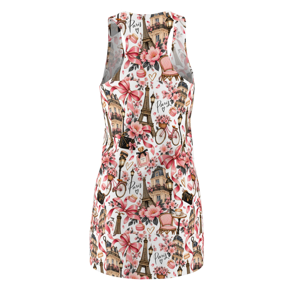Paris Floral Racerback Dress — Eiffel Tower & Bicycle All-Over Print