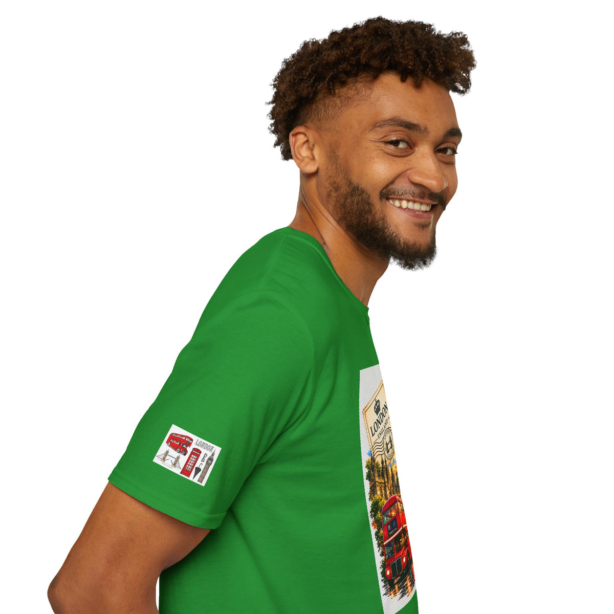 London Vintage Collage T-Shirt — Big Ben, Red Bus & Union Jack Tee