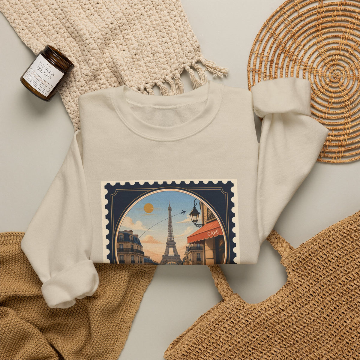 Paris Vintage Postage Stamp Sweatshirt