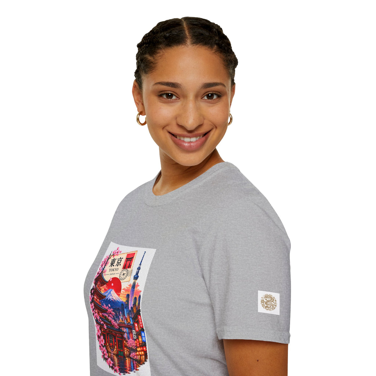 Tokyo Sakura Illustration T-Shirt — Vintage Mount Fuji & Cherry Blossom Graphic