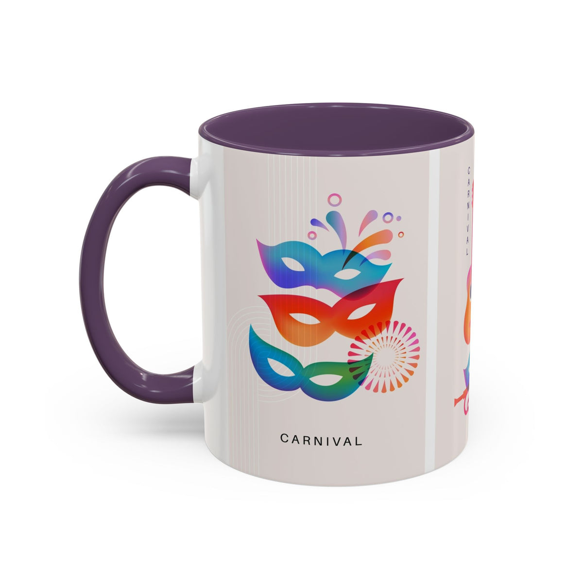 Carnival Music Accent Coffee Mug — Colorful Guitar & Mask 11/15oz
