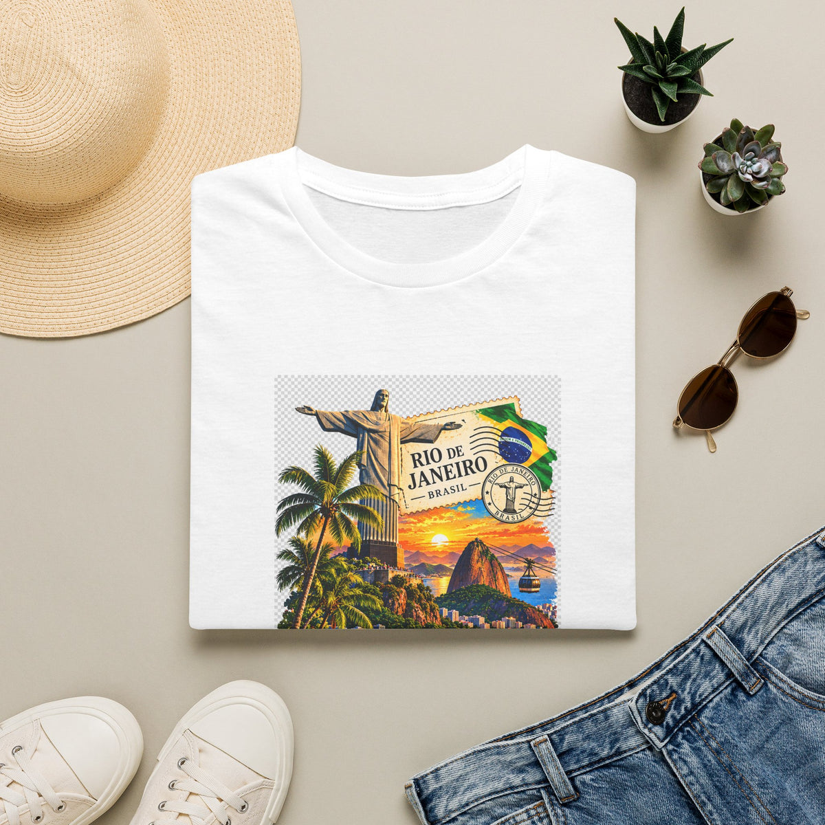 Rio de Janeiro Vintage Postcard T-Shirt — Tropical Brazil Travel Tee